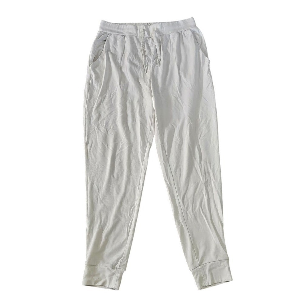Cozy Earth Women White Bamboo Joggers Lounge Pants Women Medium Drawstring